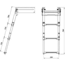 Трап телескопический выдвижной с фиксирующим механизмом 3 серых ступени 291 мм (040140GT)