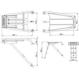 Платформа носовая с трапом 3 ступени серые (040245GT)
