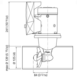 Комплект подруливающего устройства Quick 2.2кВт, 40кГс, 12В, 125мм с туннелем, кабелем и джойстиком