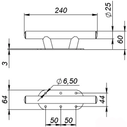 Утка швартовая 240 мм с площадкой нерж сталь (020212T)