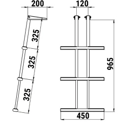 Трап дайверский телескопический складной 3 белых ступени 450 мм (040181WT, 10269455)