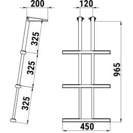 Трап дайверский телескопический складной 3 черных ступени 450 мм (040181BT)