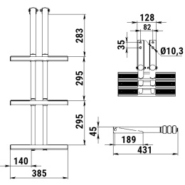 Трап дайверский телескопический складной 3 черные ступени 385 мм (040186BT, 10269552)
