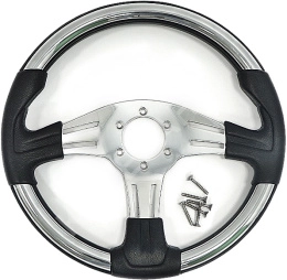 Колесо рулевое Ultraflex 350мм чёрное с хромовым эргономичный пластик (Vivara CH/P)