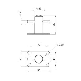Кнехт одинарный 32 мм с основанием нерж сталь (020201T)