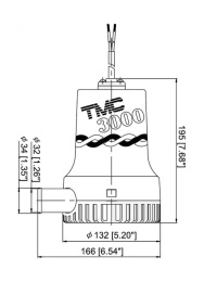 Помпа осушительная 12В 3000GPH (189 л/мин) TMC (06604, 10014904)