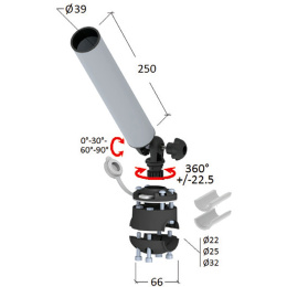 Держатель спиннинга торцевой на леер быстросъемный, алюминий (030640T)