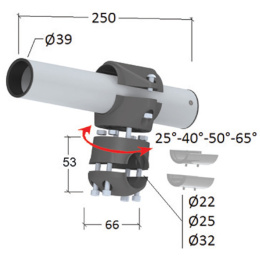 Держатель спиннинга сквозной на леер, нержавеющая сталь (030619T)