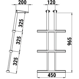 Трап дайверский телескопический складной 3 серых ступени 450 мм (040181GT, 10269454)