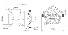 Помпа водоподающая мембранная SeaFlo 12В 19 л/мин 4.2 бар 8А (SFDP1-050-060-51)