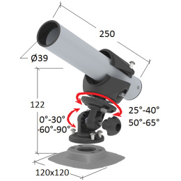Держатель спиннинга сквозной на баллон наклонный, алюминий (030638T)