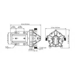 Помпа водоподающая мембранная SeaFlo 24В 15 л/мин 4.2 бар 9А (SFDP2-040-060-51)