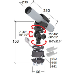 Держатель спиннинга сквозной на леер быстросъемный, алюминий (030633T)
