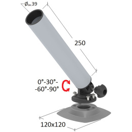 Держатель спиннинга торцевой на баллон наклонный, алюминий (030639T)