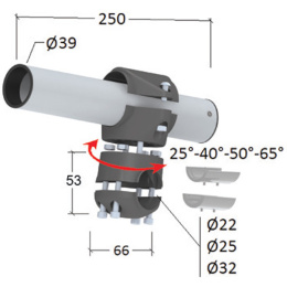 Держатель спиннинга сквозной на леер, алюминий (030630T)