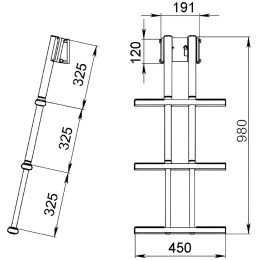 Трап дайверский телескопический быстросъемный 3 белых ступени 450 мм (040185WT,10269458)