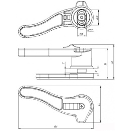 Ручка-задвижка поворотная левая, полиамид (030881LT)