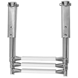 Трап телескопический складной узкий 3 белых ступени 253 мм (040161WT)