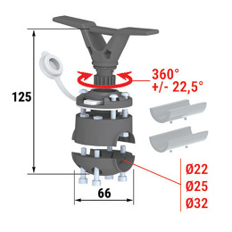 Утка (Кнехт) швартовая с замком быстросъемным и хомутом на леер (020252T)