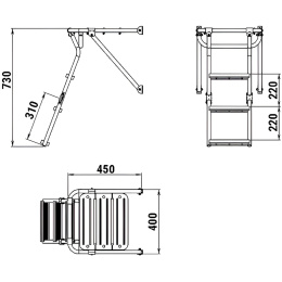 Платформа кормовая с трапом 3 ступени ироко (040223T, 10269430)