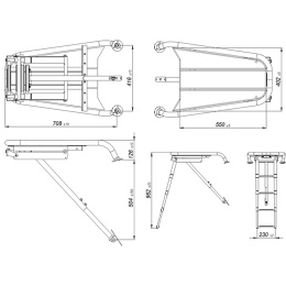 Платформа носовая с трапом 4 ступени черные (040246BT)