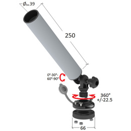 Держатель спиннинга торцевой на палубу быстросъемный, алюминий (030635T)