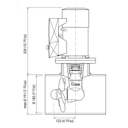 Подруливающее устройство Quick 4 кВт, 75 кгс, 24 В, 185 мм (10247321)
