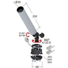 Держатель спиннинга торцевой на леер быстросъемный, алюминий (030640T)