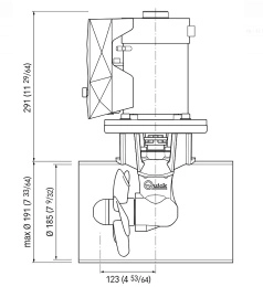 Подруливающее устройство Quick 3 кВт, 55 кгс, 24 В, 185 мм (10247319)