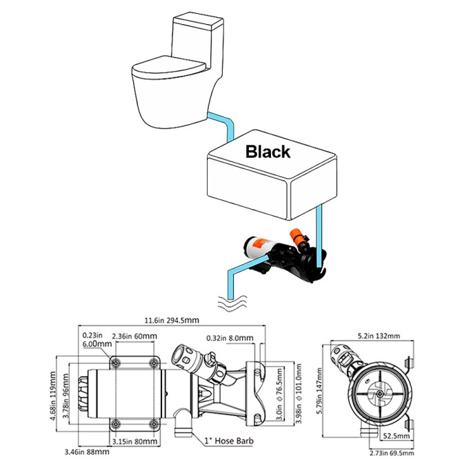 Насос мацераторный SeaFlo 12В 45 л/мин 02-Series (SFMP1-120-02, 10252442)