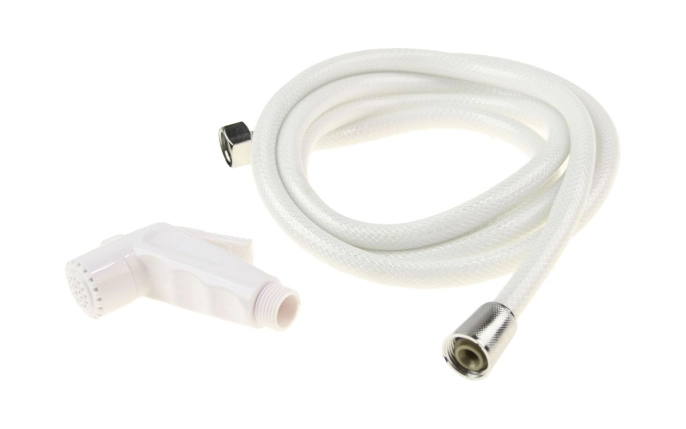 Лейка душа пластиковая белая, шланг 2.5 м Can-SB (NI2478)